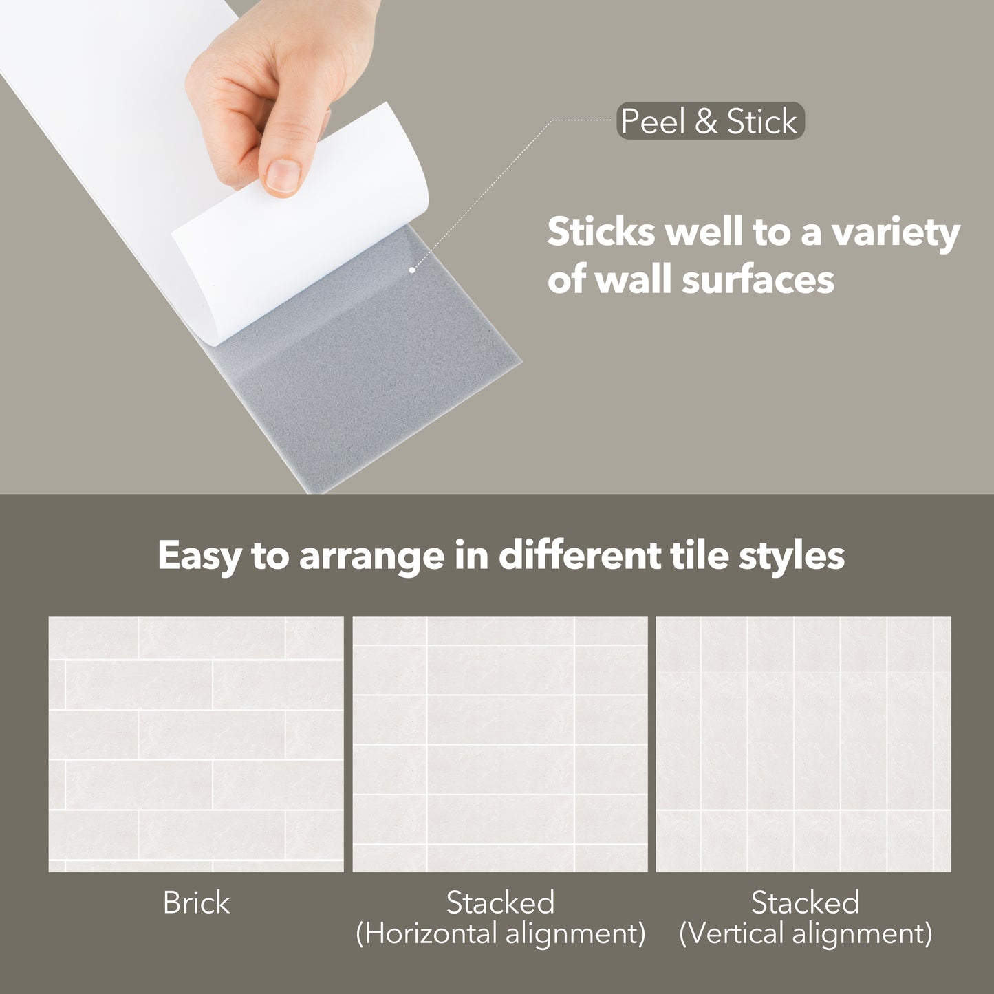 HAILSEA Peel and Stick Backsplash Marble Tiles, 11.8" x 23.6", 8 Sheets for Kitchen, Bathroom, Fireplace (Grey Stone)